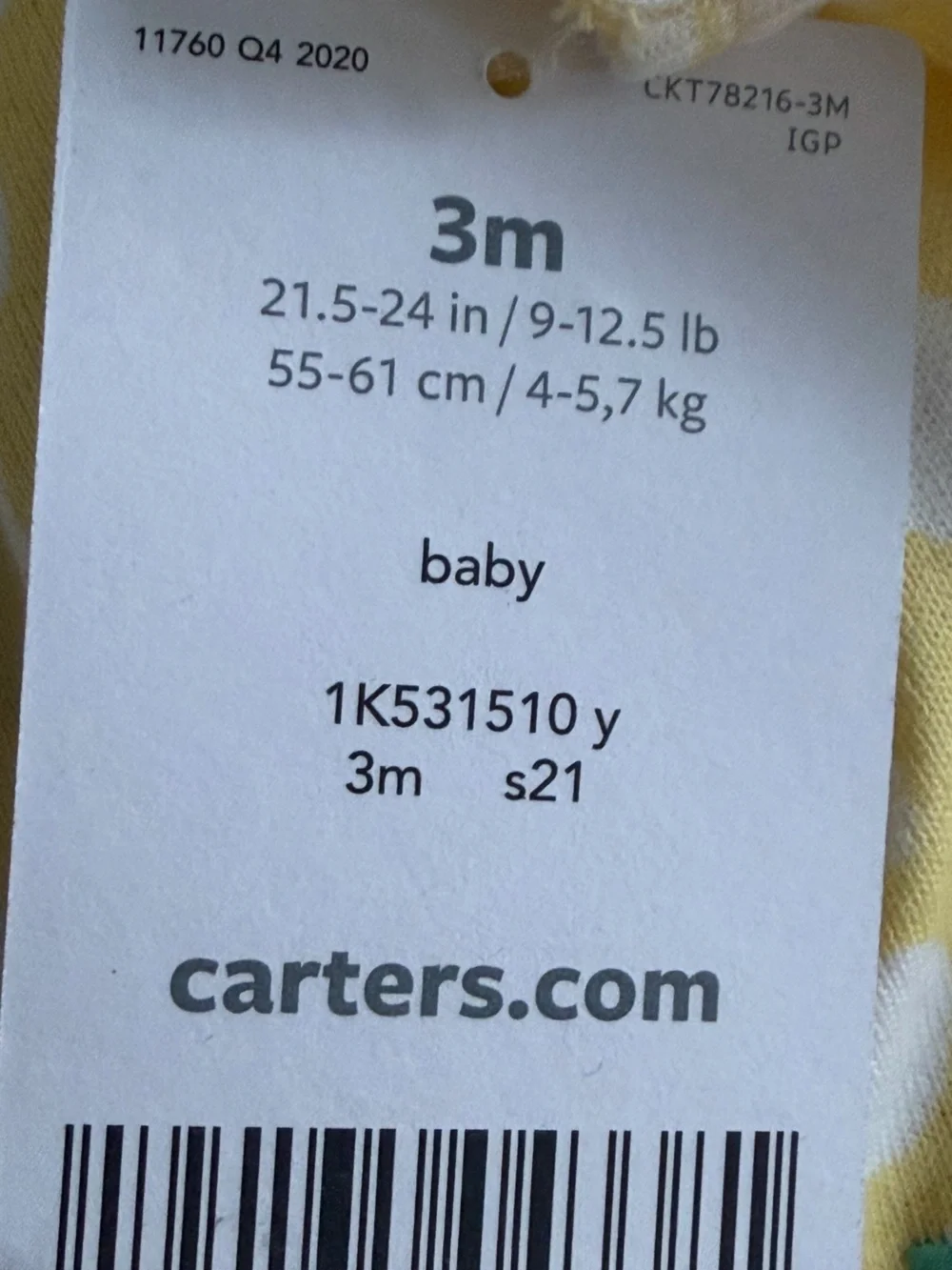 Carter's Yellow and White Baby Romper